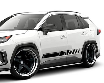 Aufkleber Vinyl kompatibel mit Toyota Rav4 2019 2020 SUV Hybrid Seite Tür Aufkleber Aufkleber Aufkleber 2x Sport Vinyl