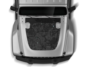 Naklejka na maskę z topograficzną mapą USA, kompatybilna z Jeep Wrangler JL i Gladiator JT