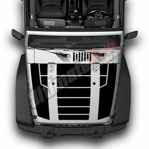 Decal Stripes Compatible with Jeep Wrangler Jk 2006 - 2018 Rubicon Mirror Hood Scoop Decal Sticker vinyl Stripes 4x4 Racing