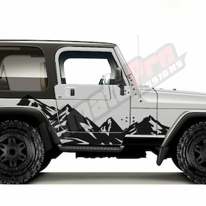 Side Doors Mountains Sticker Sport Decal Vinyl Compatible with Jeep Wrangler TJ 1997 2004 2005 2006 Off Road 4x4 Rubicon