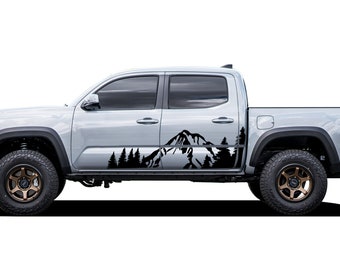 Decal Sticker Sport Mountains Forest Compatible with Toyota Tacoma 2005 - Present Side Fender Trees Decals Door