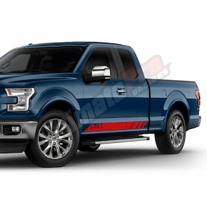 Pair of Sticker Stripes Side Compatible with Ford F150 Super cab 2009 - Present Mountains Sport Decal Vinyl Mirror Stripes 4x4 off road