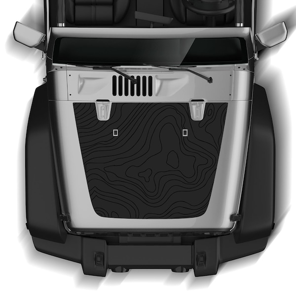 Topographic Hood Graphics Decal Sticker Compatible with Jeep Wrangler JK 2006 - 2018