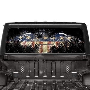 Naklejka na tylną szybę z flagą USA Eagle Flaga Falista Kompatybilna z Jeep Gladiator 2020 - 2023