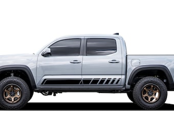 Set Of Stripes Decal Sticker Compatible with Toyota Tacoma 2005 - Present Crew Cab Side Doors Sports Lifted Off Road
