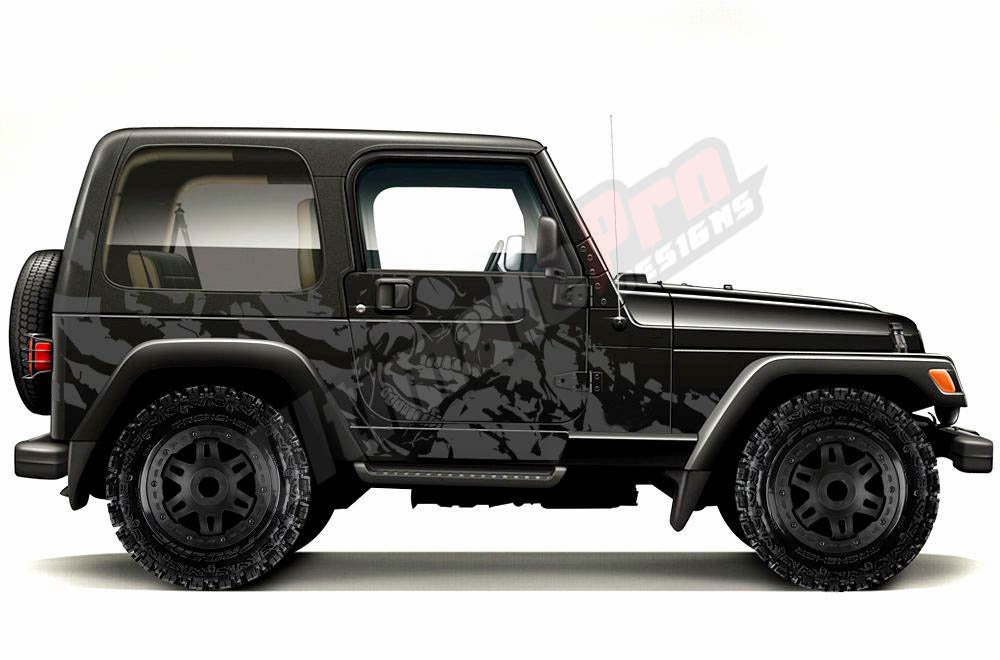 Matte Black Door Sill Protector Decals – 'Style E' Vinyl Overlay For 4-Door Jeep Wrangler JK