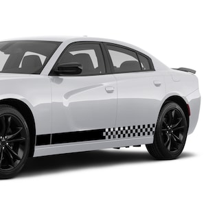 2x Decal Sticker Vinyl Compatible with Dodge Charger Sport 2015 2018 2019 2020 Side doors Stripes finishing flag