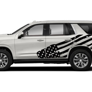 Side US flag graphics stickers decals compatible with Chevrolet Tahoe 2021 - 2023