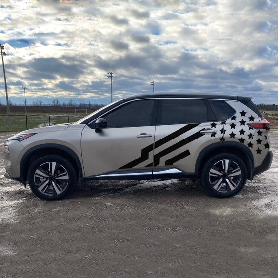 日産ローグT33 SUVサイドドアビニールUSフラッグアメリカン