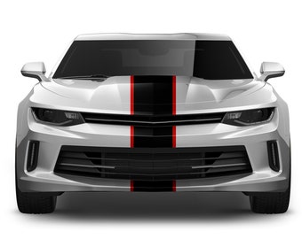 Ganzkörper-Mitte-Sport-Streifen mit Nadelstreifen-Aufkleber-Aufkleber-Grafikdesigns kompatibel mit Chevrolet Camaro 2016 - 2023 Haube Dachkofferraum