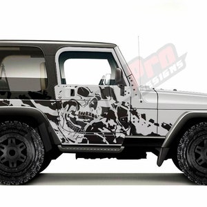 Set of Sticker Side Doors Nightmare Sport Decal Compatible with Jeep Wrangler TJ 2004 2005 2006 Rubicon Off Road 4x4 splash Vinyl