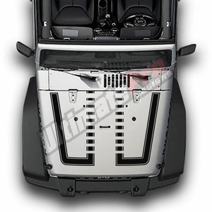 Decal Sticker Stripes Hood Compatible with Jeep Wrangler Jk 2006 - 2018 Rubicon Mirror Stripes 4x4 Raptor scoop vent front