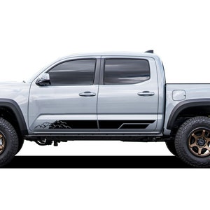 Set Of Sticker Sport Decal Vinyl Side Door Mountains Decal Compatible with Toyota Tacoma Crew Cab 2005 - Present