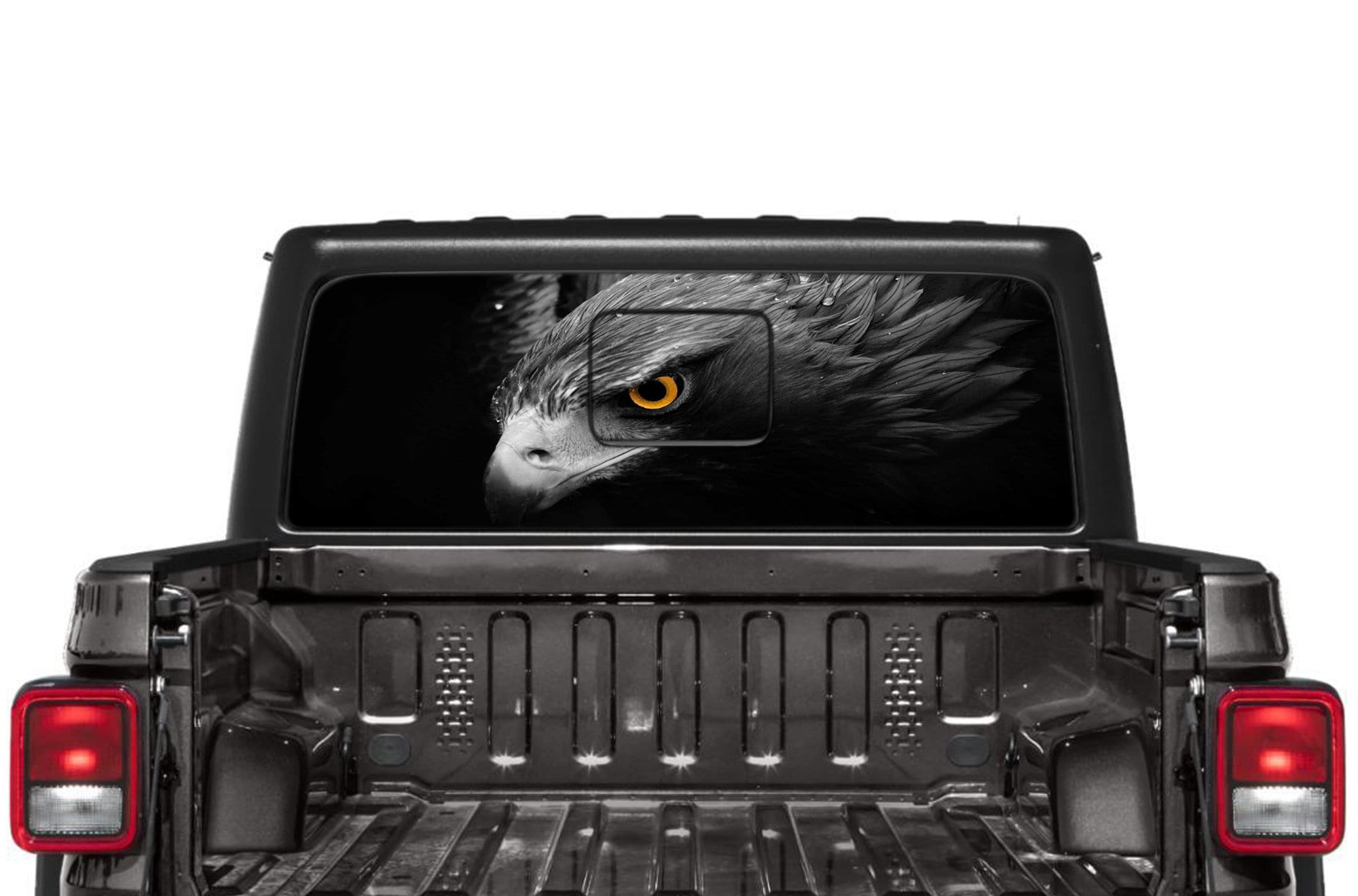 Wild Hawk Rear Window Perforated Decal Sticker Flag Wavy 