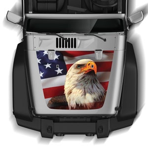 Us Flag Hood Graphics Decal Sticker Compatible with Jeep Wrangler JK 2006 - 2017