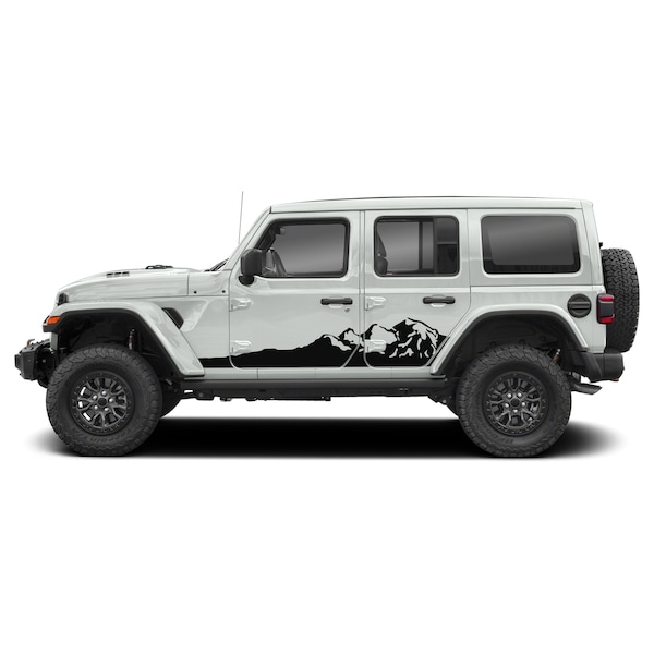 Adesivo sportivo compatibile con Jeep Wrangler JL 2019 2020 2021 2022 porta lato sinistro e destro montagne fuoristrada 4x4 vinile