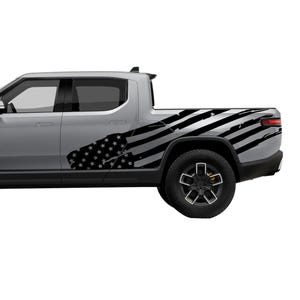 Door US flag decals stickers vinyl graphic design compatible with Rivian R1T electric adventure vehicle 2022 - Present
