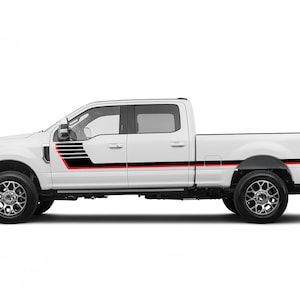 Side Door Hockey Stripes Graphic Design Decal Sicker Vinyl Compatible with Ford F250 Super Duty 2017 - 2022