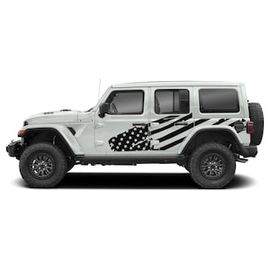 USA flag side graphics decals sticker compatible with Jeep Wrangler JK, JL 2006 - Present  Rubicon Sahara