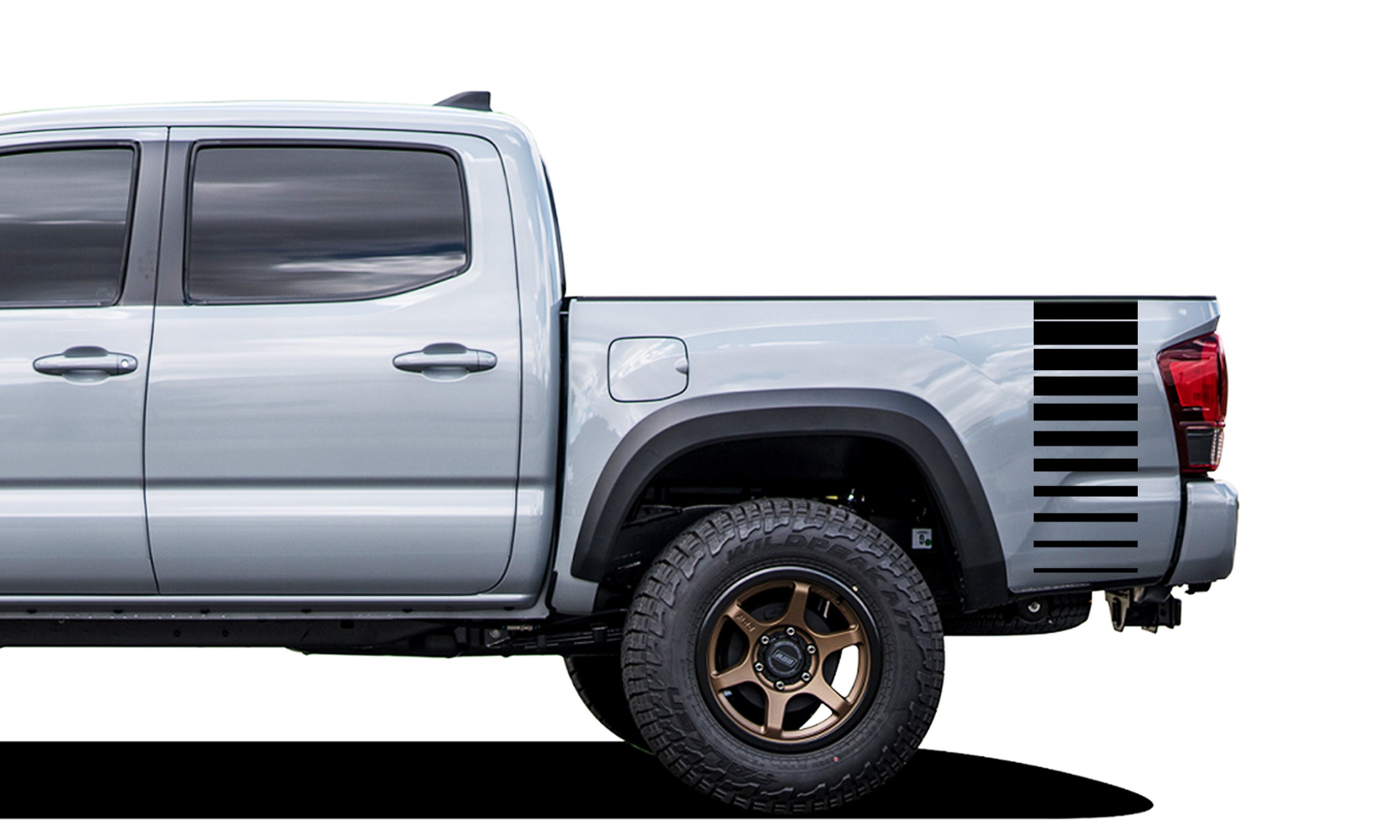 Stripes Vinyl Bed Decal Compatible with Toyota Tacoma Crew Cab 2005 - Present Decal Sticker Sports Performance Set Of Rear Bed