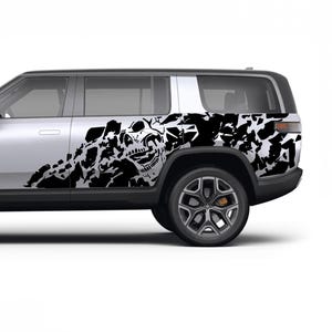 Nightmare skull decals stickers vinyl graphic design compatible with Rivian R1S SUV electric vehicle 2022 - Present