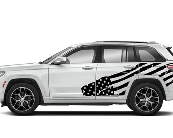 US American Flag Decal Sticker Sport Vinyl Compatible with Jeep Grand Cherokee 2011 - 2023 - Present