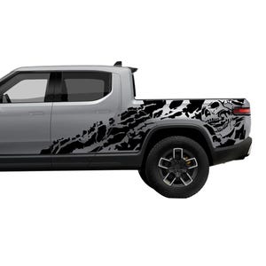 Nightmare skull decals stickers vinyl graphic design compatible with Rivian R1T electric adventure vehicle 2022 - Present