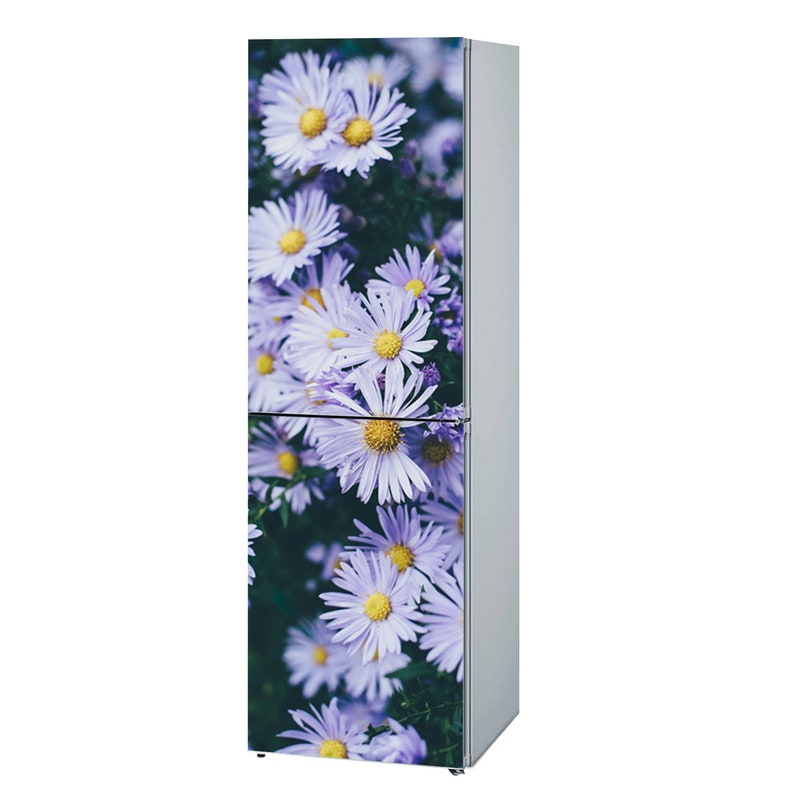 Refrigerator Vinyl Sticker Design Fridge Art vintage Fridge Door Decal Flowers garden Wrap Lamination Refrigerator door Cover scratches