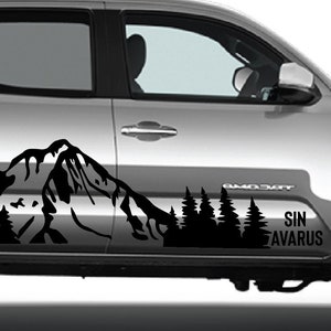 Sin Avarus Decal Sticker Sport Mountains Forest Compatible with Toyota Tacoma 2018 2019 2020 2021 Side Fender Trees Decals Door