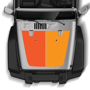 Double Retro Hood Graphics Decal Sticker Compatible with Jeep Wrangler JK 2006 - 2017