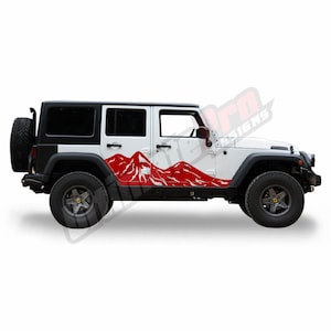 Sticker Sport Decal Side Door Pair Montagne in vinile compatibili con Jeep Wrangler Jk 2006 - 2018 Rubicon Off Road 4x4