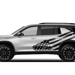 Side Door US American Flag Decal Sticker Graphic Design Compatible with Chevrolet Traverse 2018 - 2023, 2024 - Present