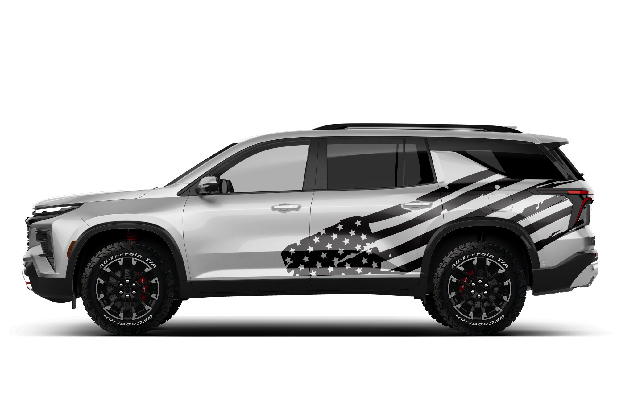 Side Door US American Flag Decal Sticker Graphic Design Compatible with Chevrolet Traverse 2018 - 2023, 2024 - Present