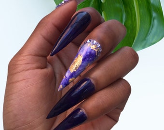 Indigo Blue Nails Etsy