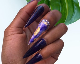 Indigo Blue Nails Etsy