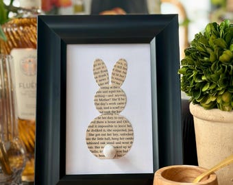 Handmade Vintage Book Page Bunny Frame