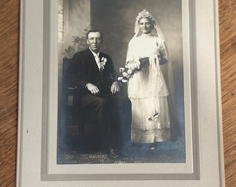 Vintage Black and White Wedding Photo Frame Photograph 5.75"X9" L.F.Reed