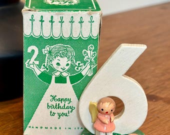 Vintage Sevi 6 Wood Cake Topper in Orignal Box