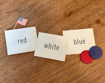 Vintage Patriotic Red White Blue Flashcards Collection