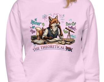 The Theoretical Fox Sweatshirt, Science Animal Dark Academia pullover, Gift for Analyst Introvert INTP
