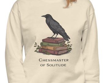INTJ Crow Sweatshirt, Chessmaster of Solitude, Dark Academia Bookworm Gift