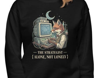 INTJ Fox Strategist sweatshirt, Retro Computer, Dark academia gift