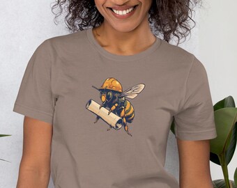 Bee Engineer Shirt, Worker Bee Construction Graphic Tee, Retro STEM Apparel