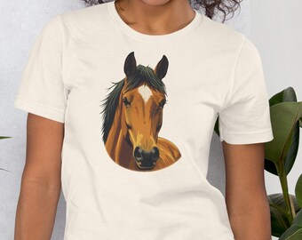 Brown Horse Portrait T-Shirt, Vintage Western Ranch Graphic Tee, Equestrian Animal Art