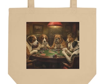 Vintage Dogs Playing Poker Eco Tote Bag, Animal Casino gift