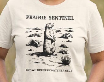 Prairie Sentinel Dog Tee, Vintage Wilderness Watcher Club Graphic Shirt