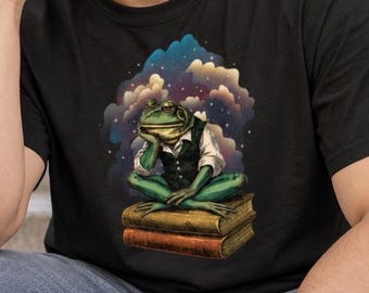 Cosmic Frog in Deep Space T-Shirt, Vintage Space Scholar Design, Comfort Colors 1717