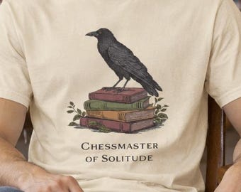 INTJ Crow T-Shirt, Chessmaster of Solitude, Dark Academia Bookworm Tee
