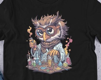 Owl Scientist Shirt, Funny Animal Tee, Science Nerd Gift, Smart Owl T-Shirt