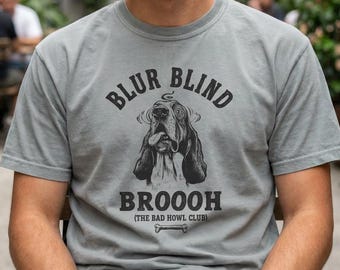 Blur Blind Brooooh Basset Hound T-Shirt, Vintage Engraving Dog Lover Tee